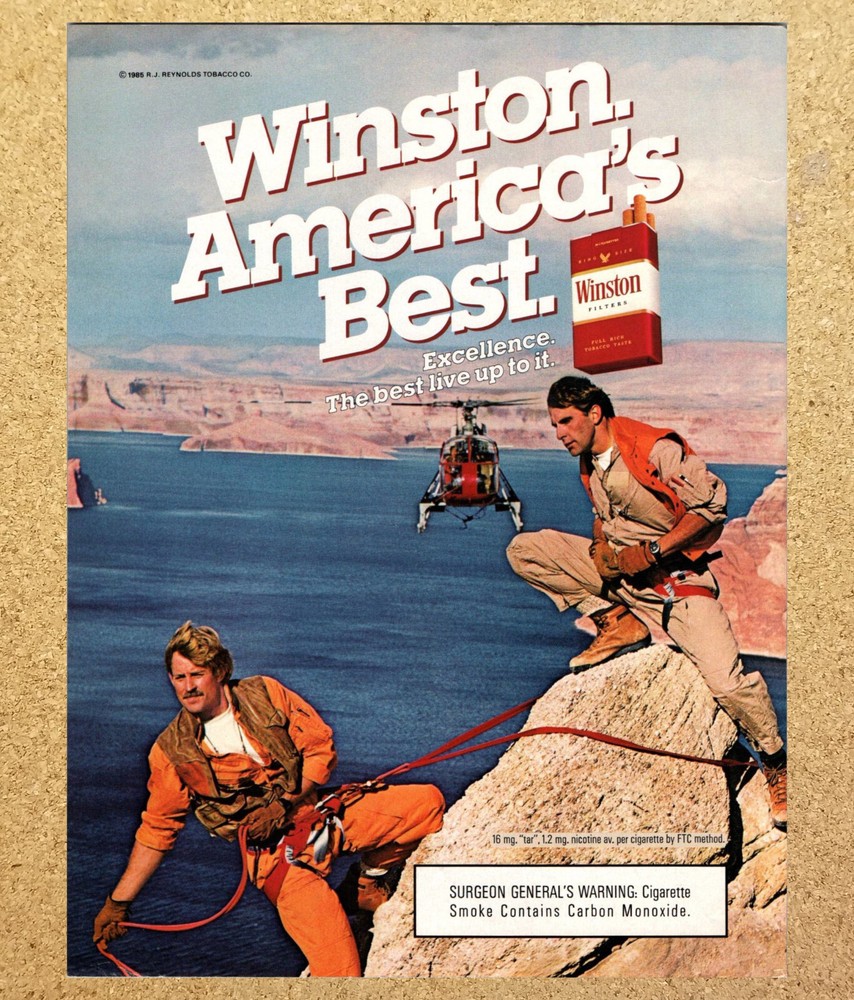 Winston America's Best Rescue Team Helicopter Vintage Print Ad Ephemera Art 1986