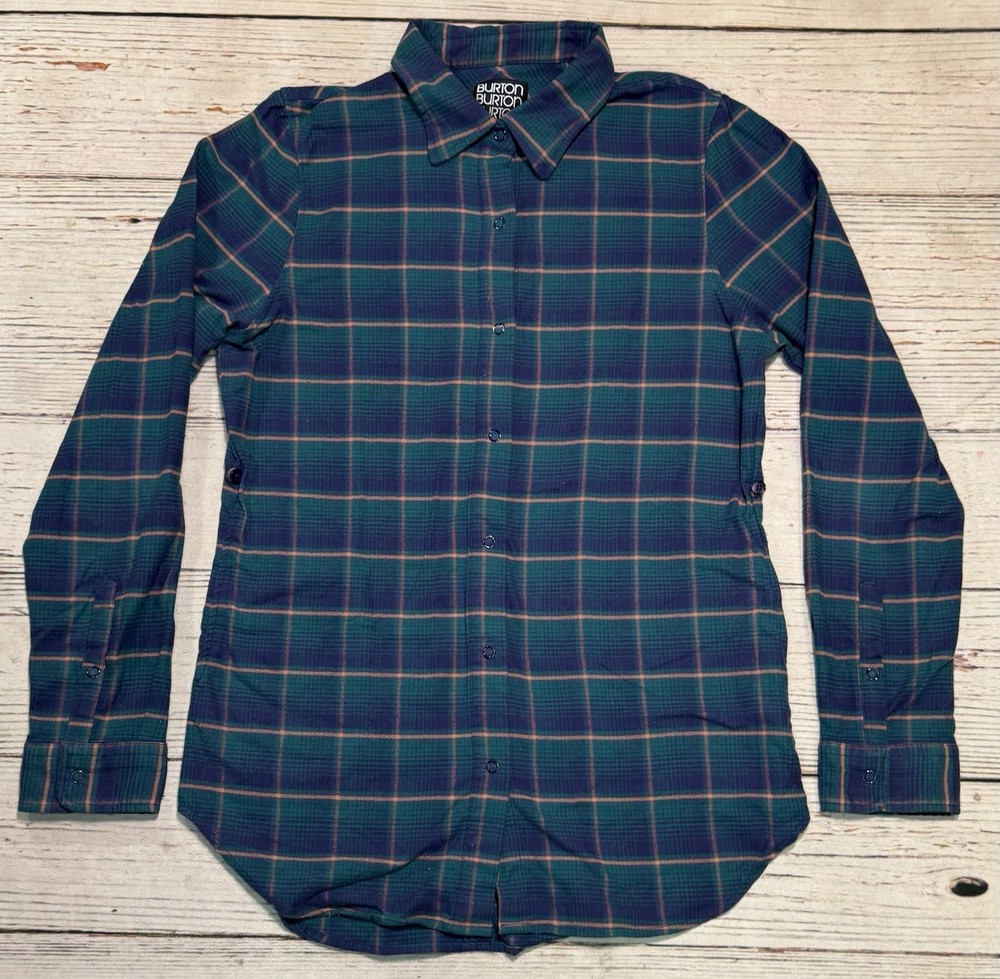 Burton Dryride Flannel Shirt Women’s Sz M Plaid Outdoor Snap Long Sleeve