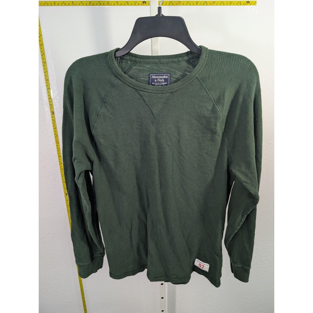 Abercrombie & Fitch Men XS Green Thermal Long Sleeve Waffle Knit Raglan Shirt 92
