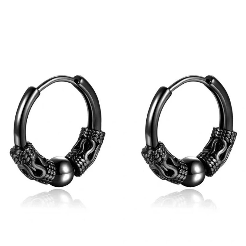 Vintage Hip Hop Punk 925 Sterling Silver Geometric Cuff Earrings for Men Women