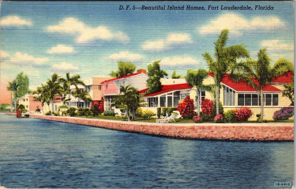 Fort Lauderdale FL-Florida, Island Homes, Scenic, Vintage Postcard