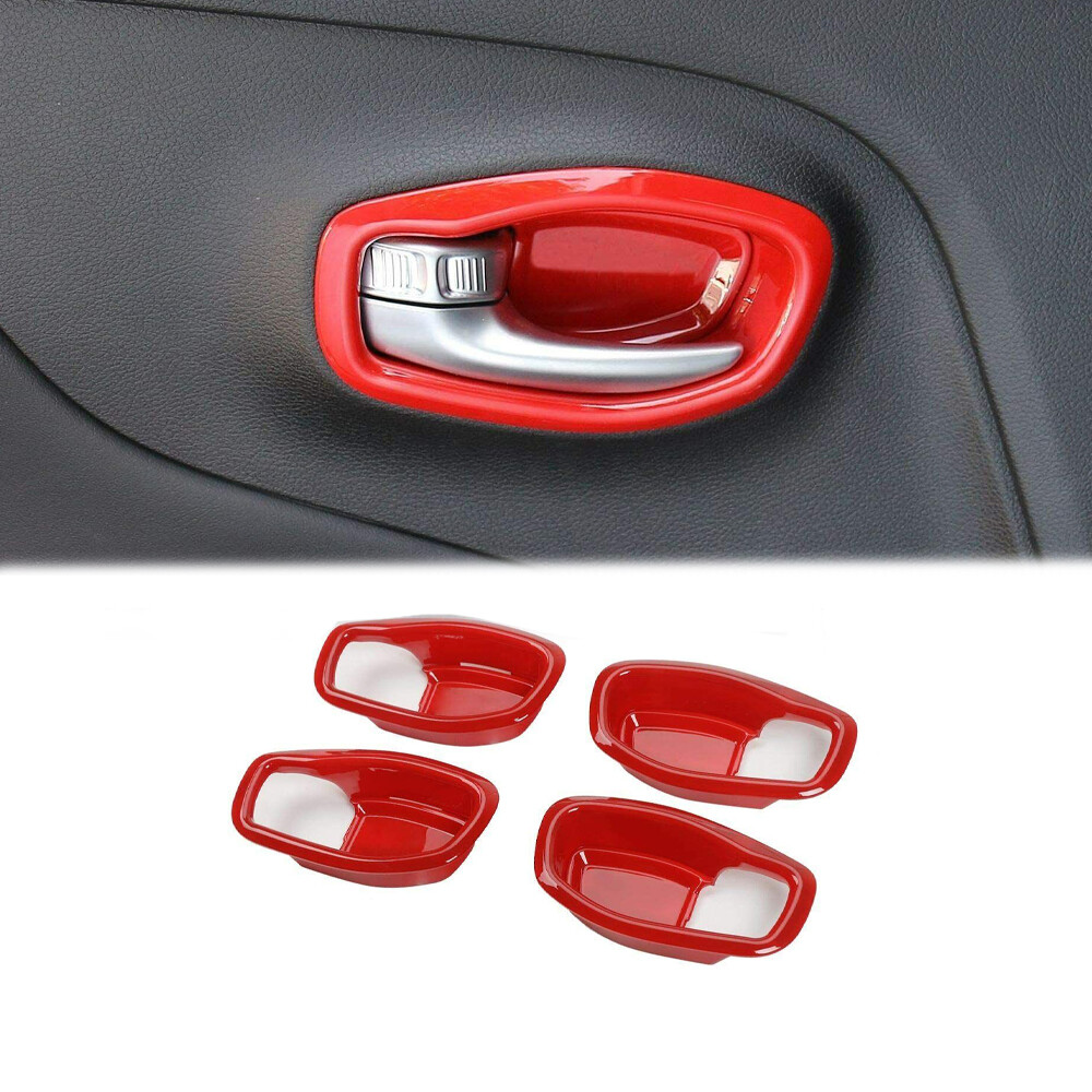 Car Inner Door Handle Bowl Panel Cover 4PCS For Jeep Renegade 2016+ Bright Red