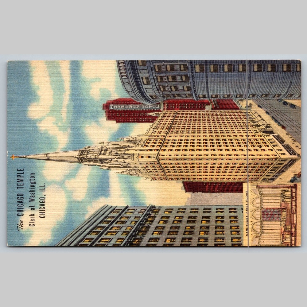 Postcard Chicago Temple First Methodist Church Illinois
