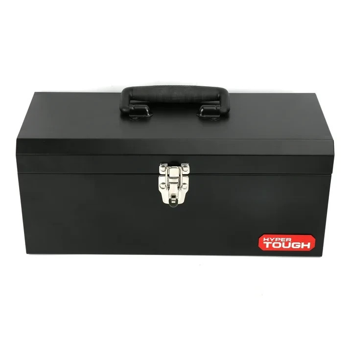 Hyper Tough 16-inch Black Metal Tool Box with Removable Tray