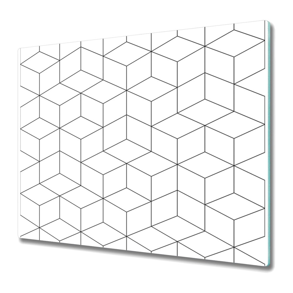 Glass Chopping Board Utensil Geometric Abstract Minimal art Cubes Stripe 60x52