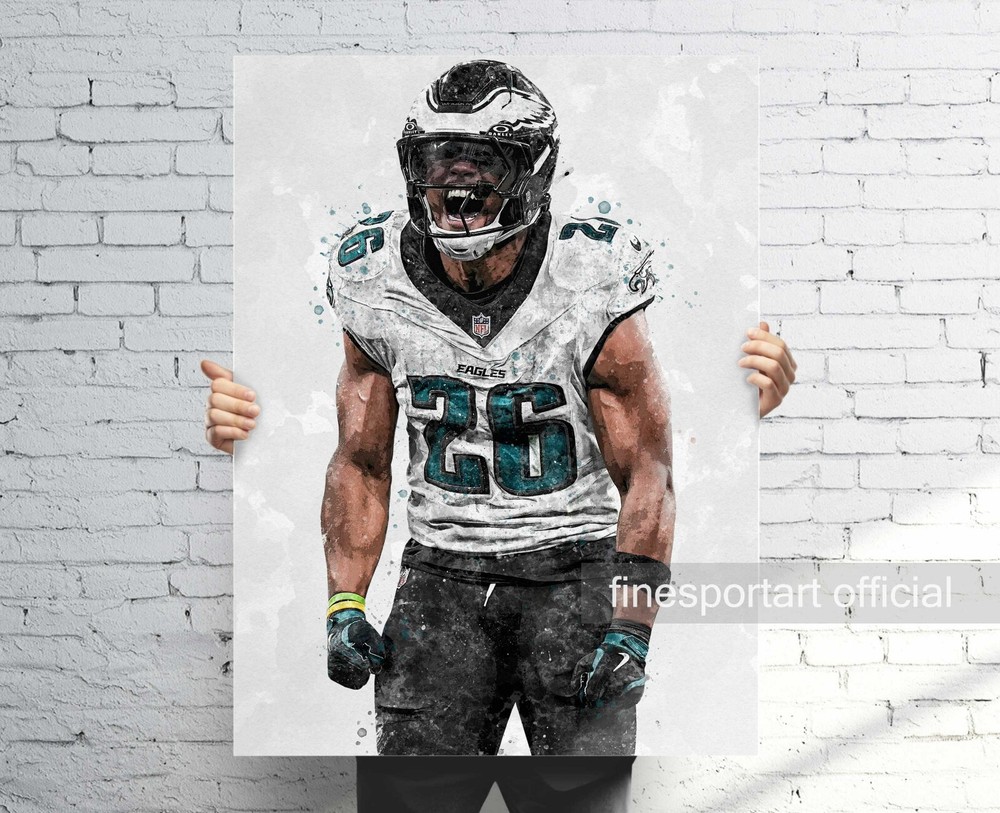 Saquon Barkley Eagles Football Canvas Art Print for Sports Fans