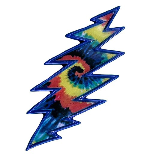 Embossed Enamel Lapel Pin Badge - Grateful Dead Tie Dye Bolt Lighting 1.25