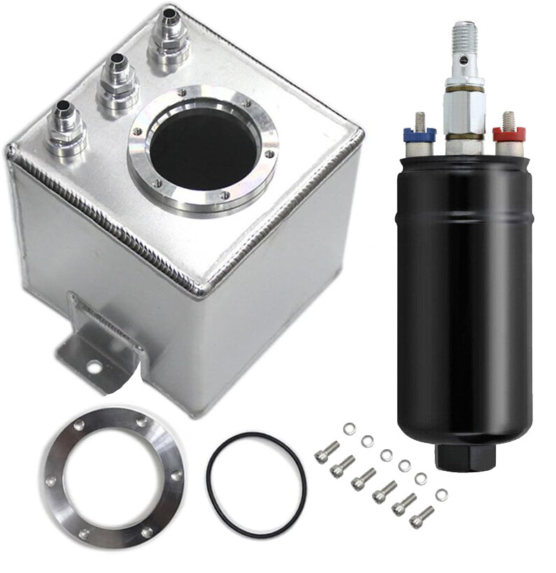 2L Billet High Flow Swirl Fuel Surge Tank AN6 Fitting & 044 External Fuel Pump