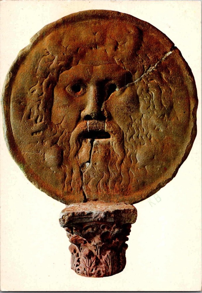 Sculpture Face Mouth of Truth Roma Italia Continental Postcard