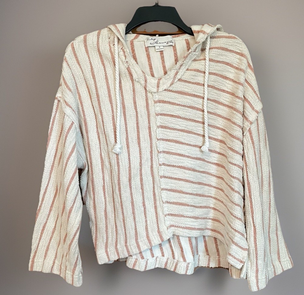 Vintage Havana Hoodie Size Medium Boho Mixed Stripes Surf Cotton Soft Casual