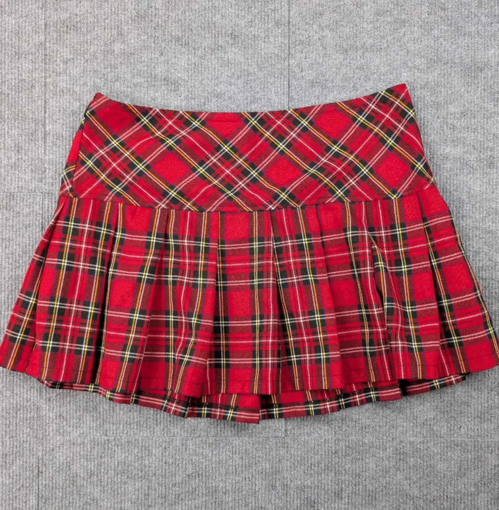 Vintage Tripp NYC Mini Skirt Womens Medium Daang Goodman Emo Goth Plaid Pleated