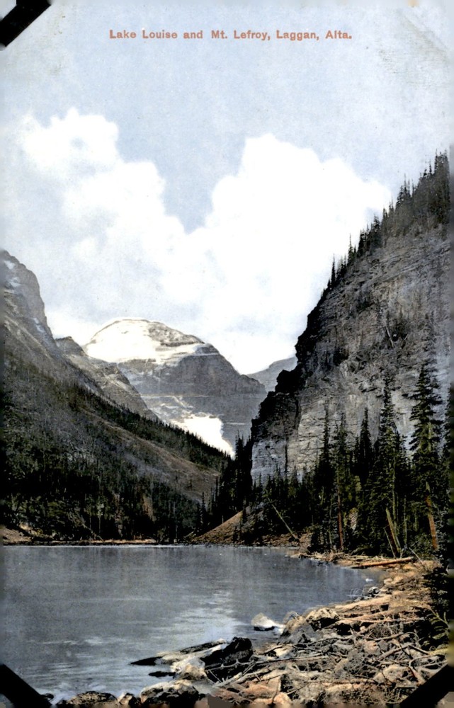 Lake Louise and Mt. Lefroy, Laggan, Alta. - Byron Harmon, Postcard