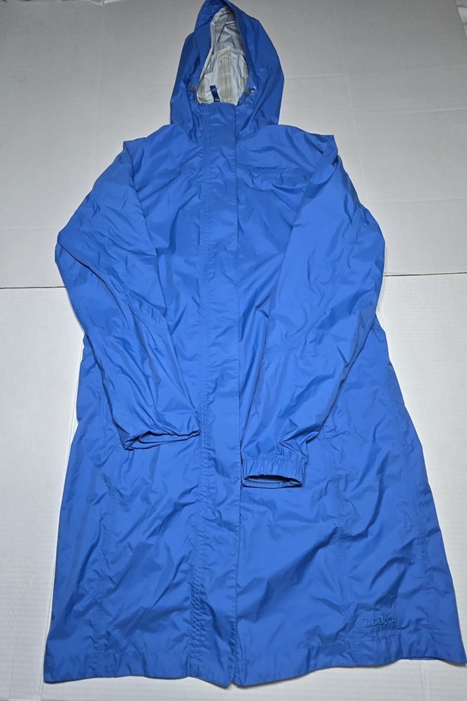 Vintage LL Bean Nylon Blue Rain Duster Jacket Mens Small Fishing Coat GFY3