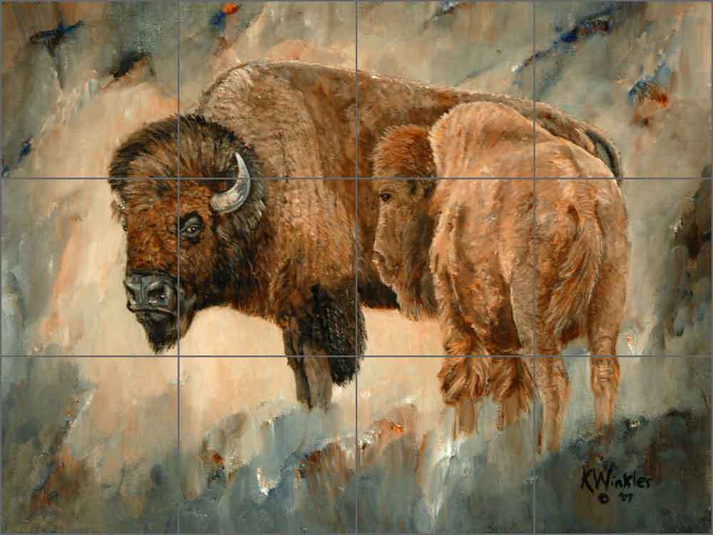 Ceramic Tile Mural Kitchen Backsplash Winkler Bison Buffalo Animal Art RW-KW007