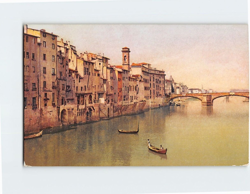 Postcard L Arno col ponte di S. Trinito Florence Italy
