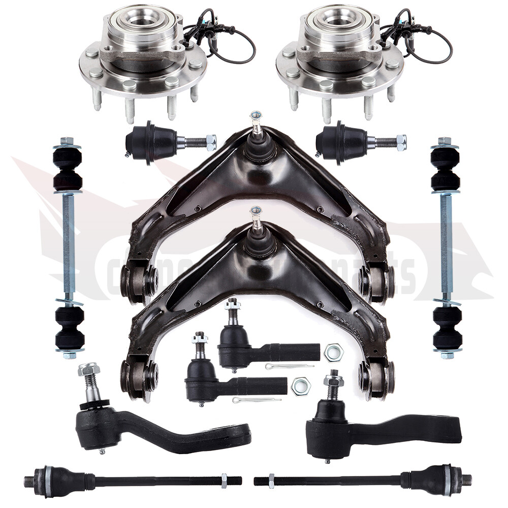14PC Front Upper Control Arm Ball Joint Tie Rod Wheel Bearing Hub Kit for GMC Sierra 2500