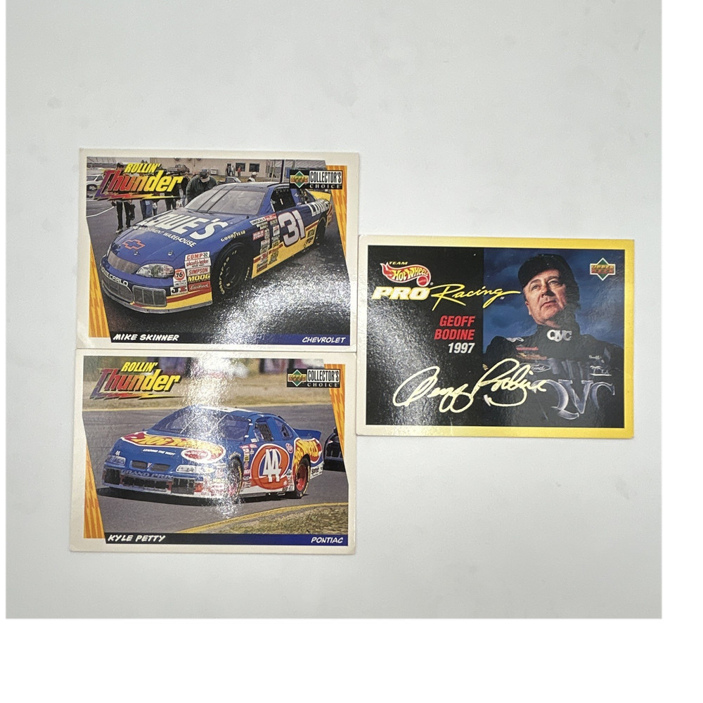 Vintage NASCAR Card Lot (3) Upper Deck 1997 Petty Skinner Bodine