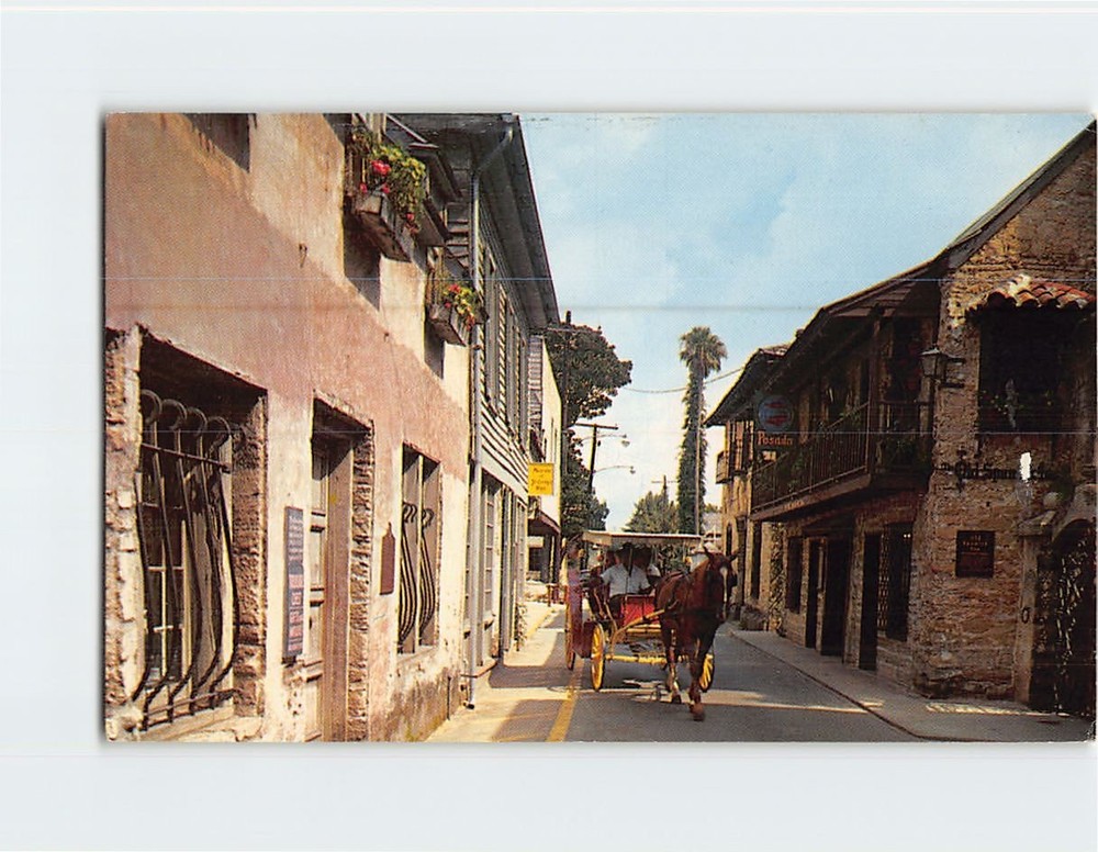 Postcard Quaint Old St. George Street St. Augustine Florida USA