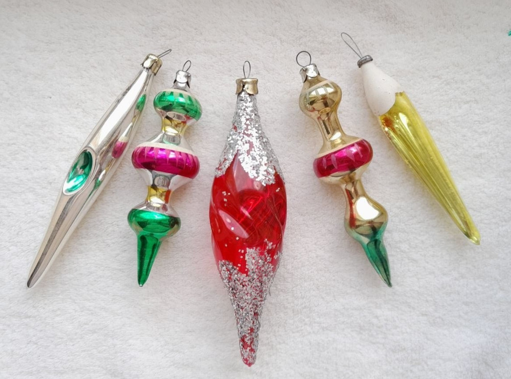 Vintage. Christmas. New Year. Christmas tree toys. Icicles. Set of 5 pcs. USSR