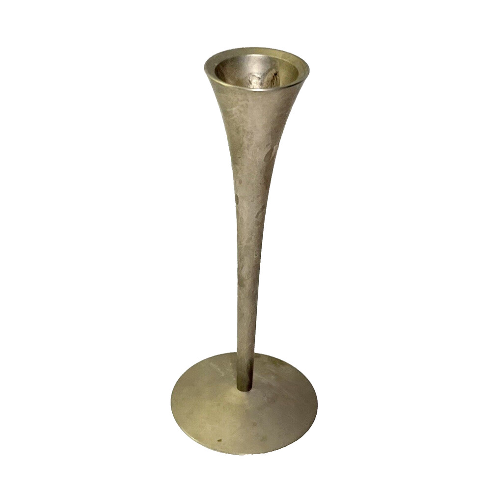 Solingen Candlestick Germany Tapered Brushed Stainless Steel Holder 6” Candle