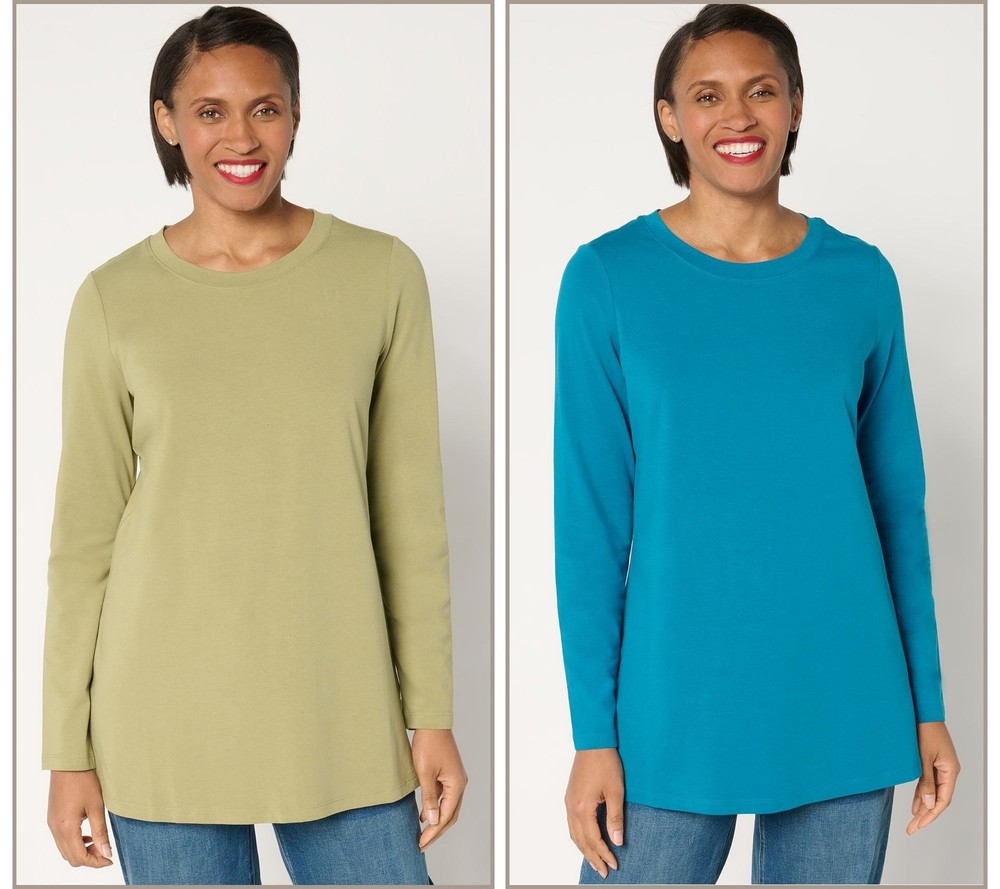 Denim & Co. Women's Top Plus Sz 1X Essentials Favorite Multi-colored A678865