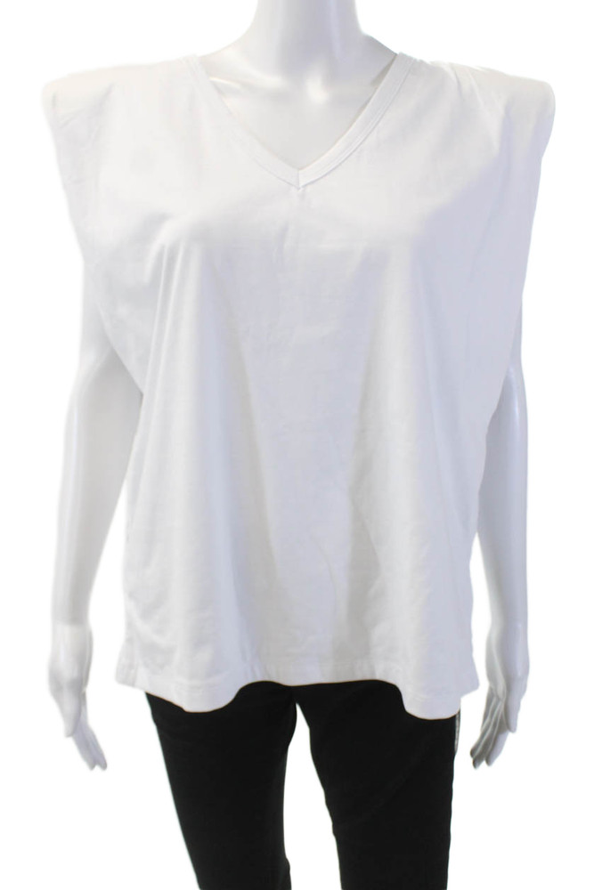 Blank NYC Womens Cotton V-Neck Blank Sleeveless Muscle Tank White Size LFree Shipping in US $100+ Orders | $6.95 Orders Below