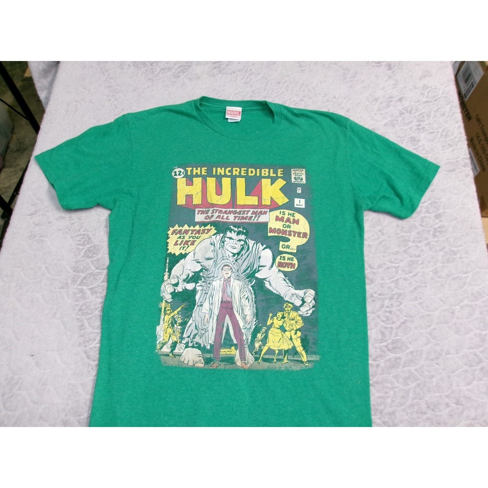 Marvel The Incredible Hulk Comic Cover Graphic T Shirt Green Large