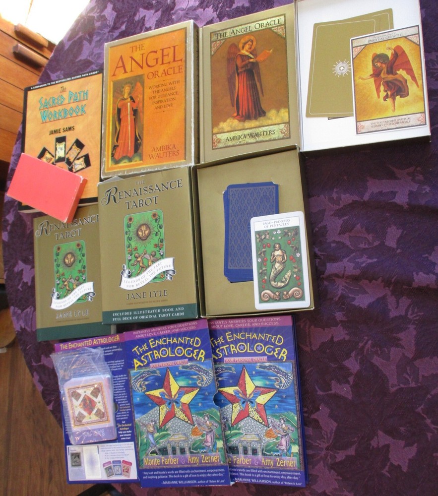 Vintage 1990s tarot oracle astrology divination books and cards box set lot
