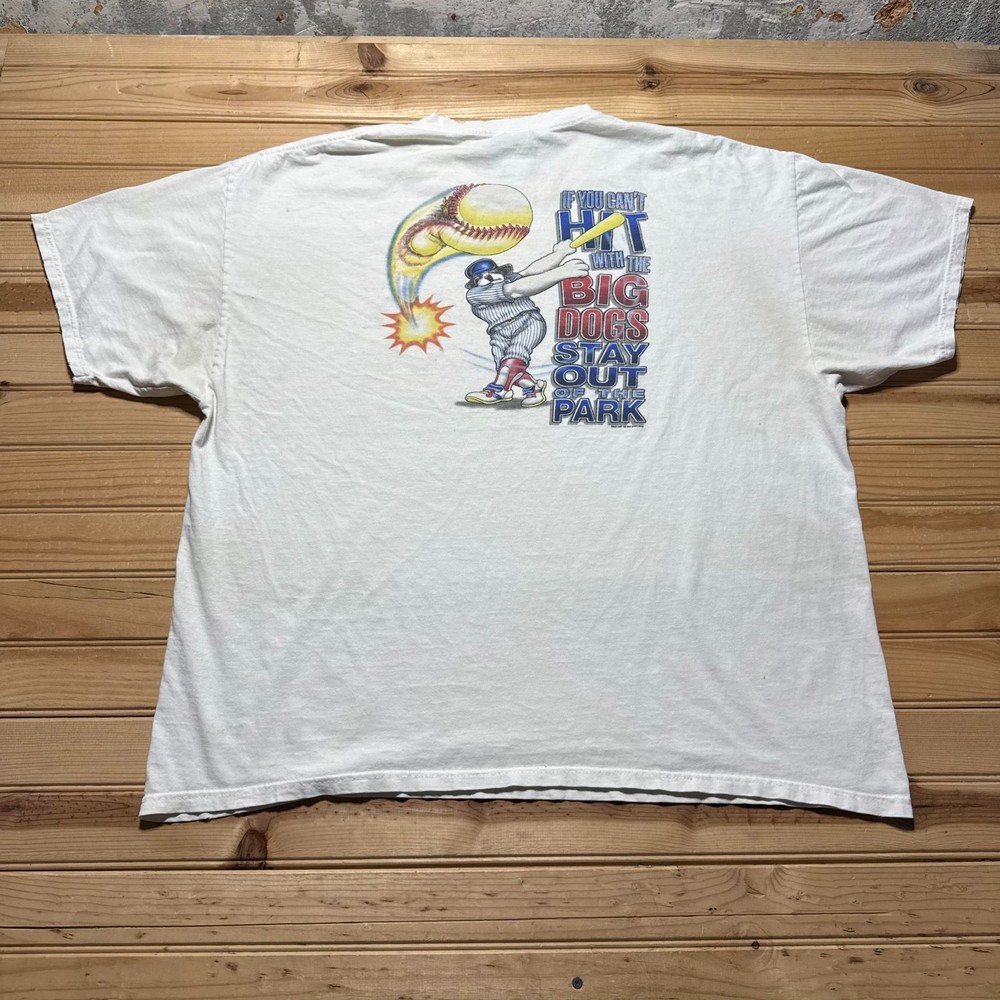 Vintage Y2K Big Dogs Softball Baseball Stay Out of the Park Graphic T-Shirt 2XL