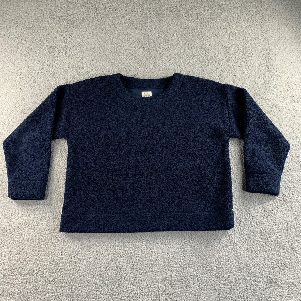 J. Crew Sweatshirt Womens Large Blue Vintage Fleece Cropped Pullover Sweater