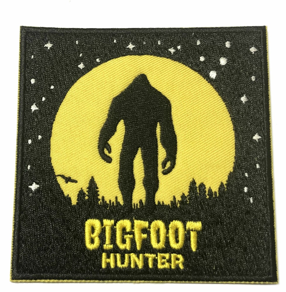 Bigfoot Hunter Patch Embroidered Iron-On Applique X-Files Cryptid Legend Myth