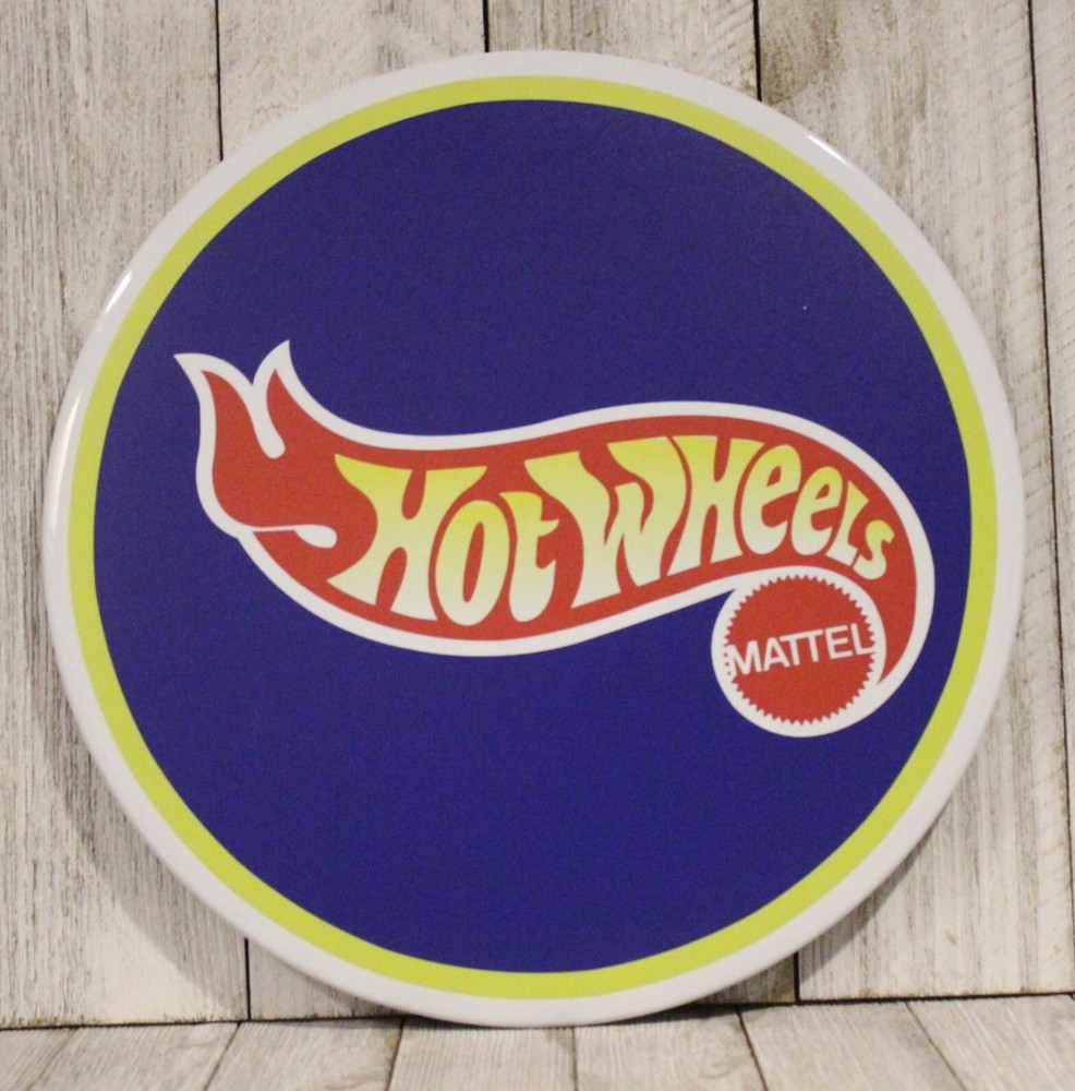 Hot Wheels Round Tin Metal Sign Toy Cars Boys Room Wall Art Man Cave Decor XZ