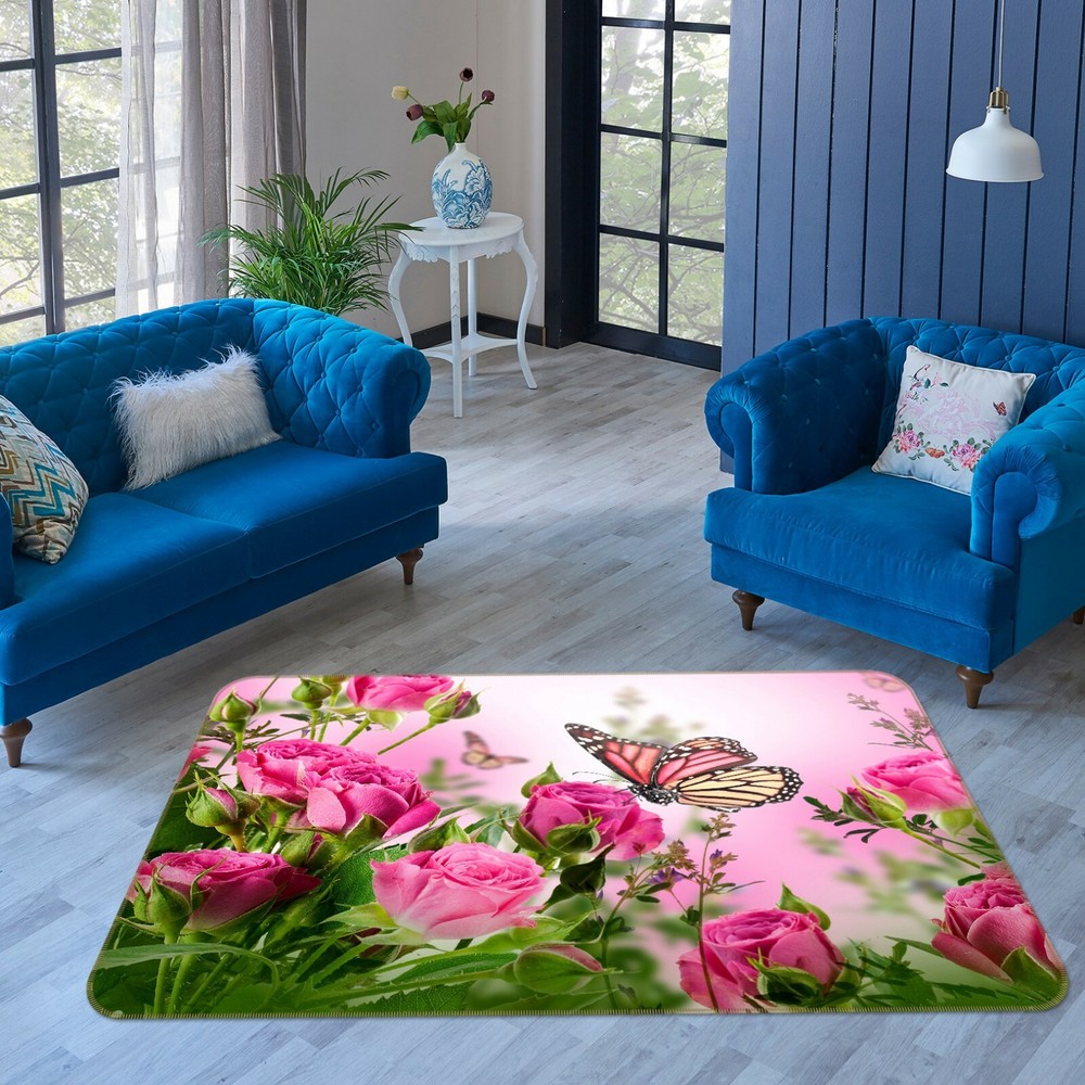 3D Garden Butterfly O3139 Animal Non Slip Rug Mat Elegant Photo Carpet Fay