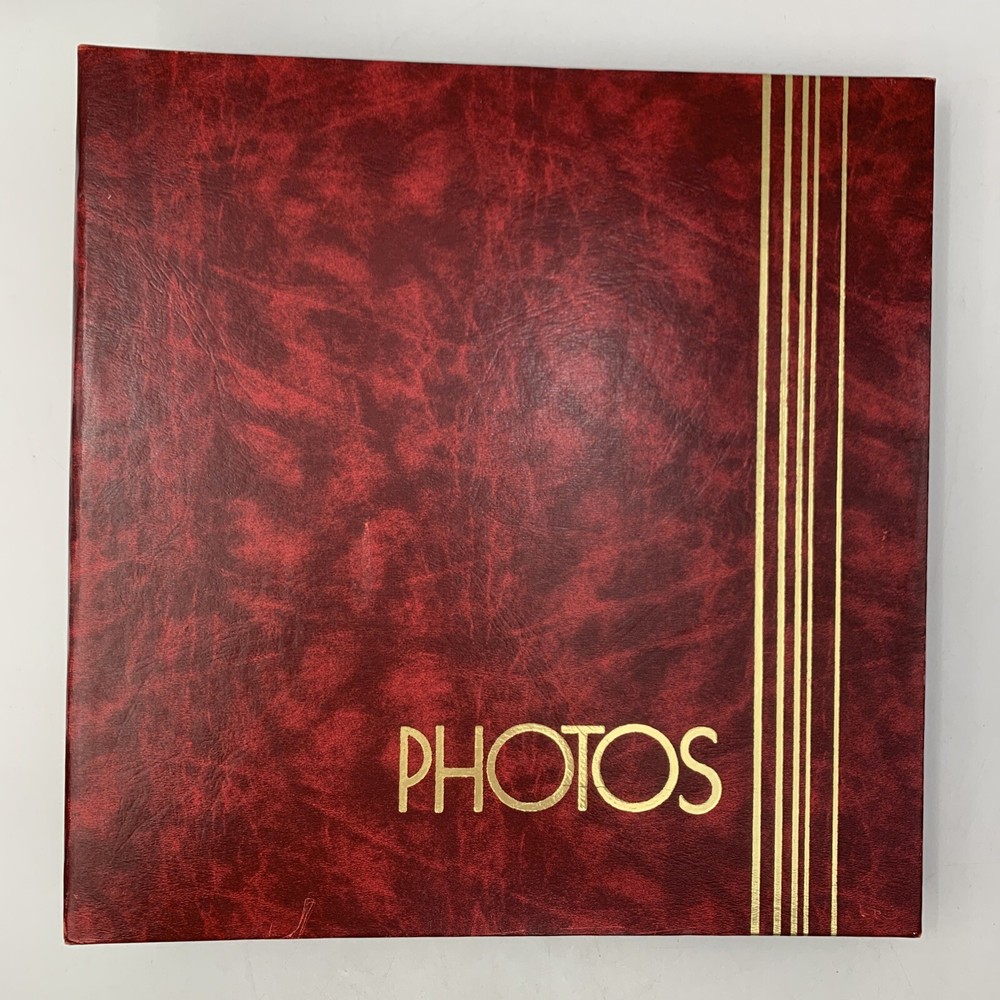 Red Faux-Marble Gold Stripe Photo Album Holds 990 photos 3-1/2 x 5