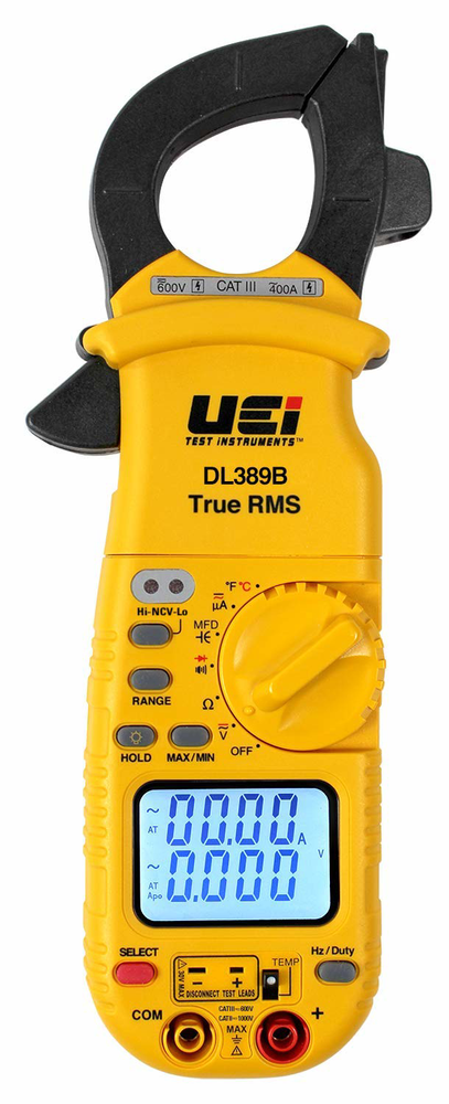 UEi DL389B Digital True RMS Clamp Meter, HVAC 4000 Counts Auto Ranging Measures