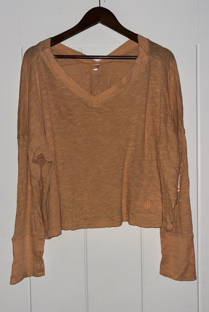 FP Movement By Free People Solani Cotton  Linen Layer Tee Shirt NEW Women XL