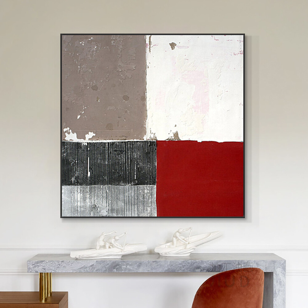 Hand Painted Abstract Original Oil Painting Modern Minimalism White Black