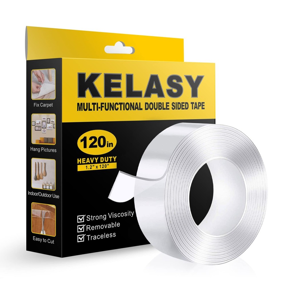 Kelasy Nano Double Sided Tape Heavy Duty,Extra Strong Sticky Double Sided Mou...