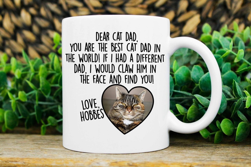 Cat Dad Photo Mug Custom Cat Dad Birthday Gift Ideas Father's Day Gift For Cat