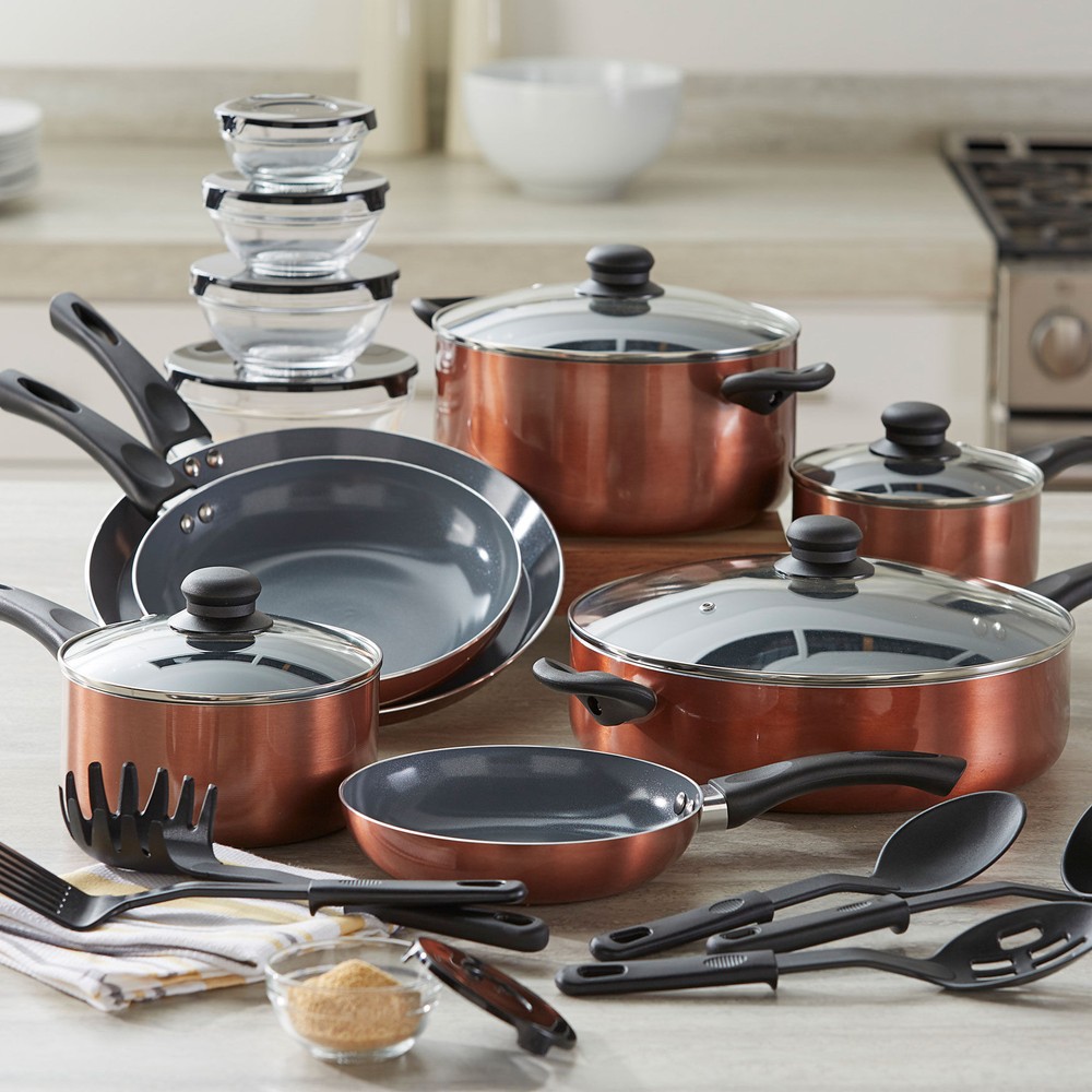 BrylaneHome 26 Piece Aluminum Cookware Set - Copper