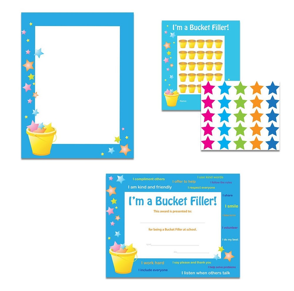 Bucket Filler Student Set with Certificates, Border Paper & More for Classroom