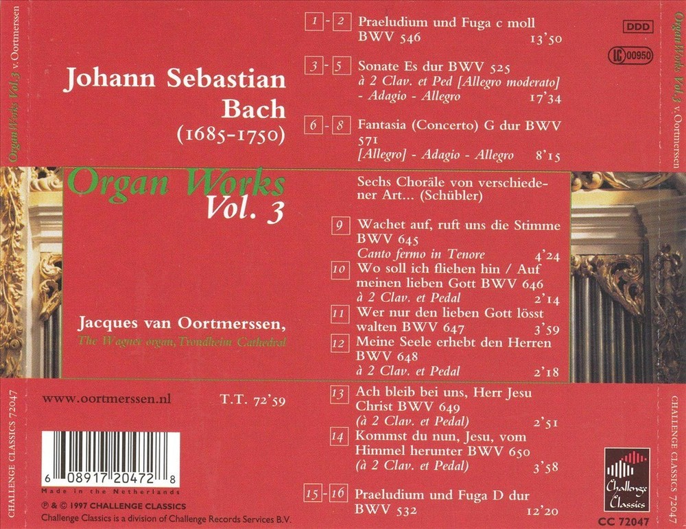 Jacques Van Oortmerssen Bach: Organ Works, Vol. 3 New Cd