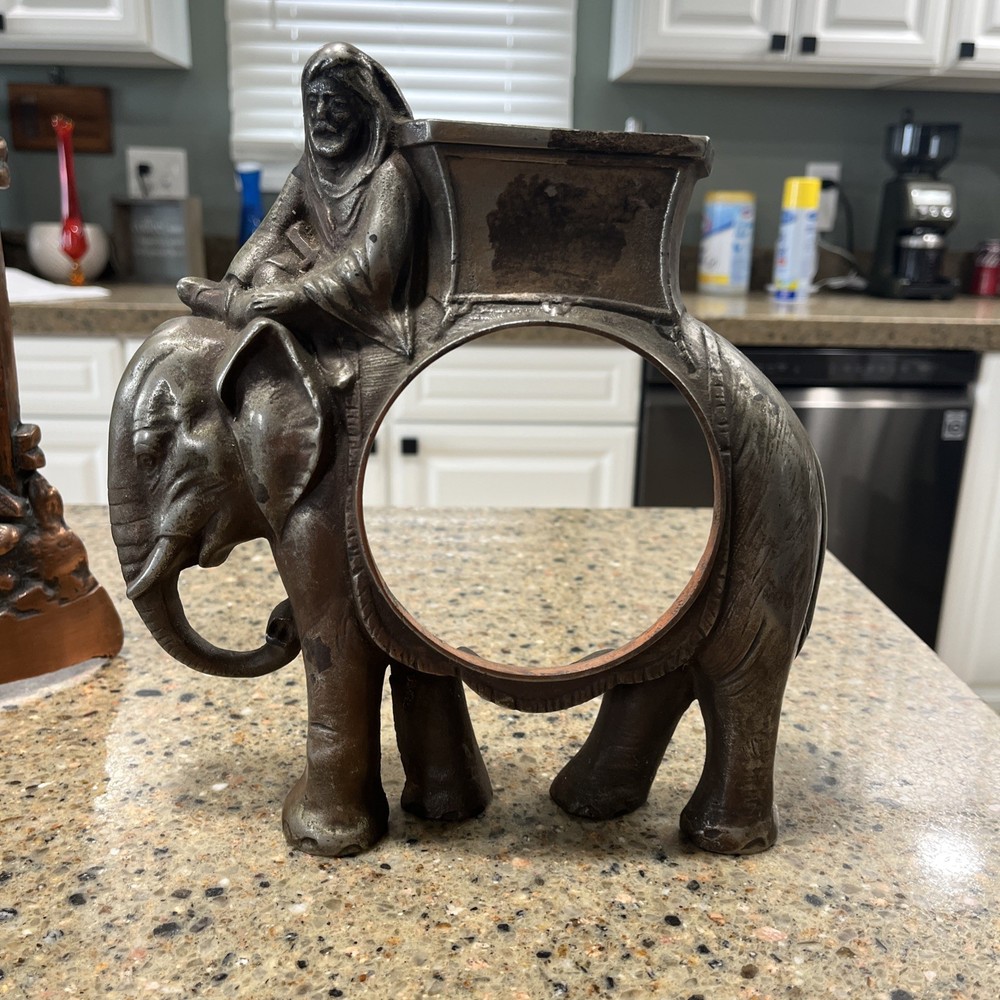 Vintage Cast Iron Elephant Clock Case