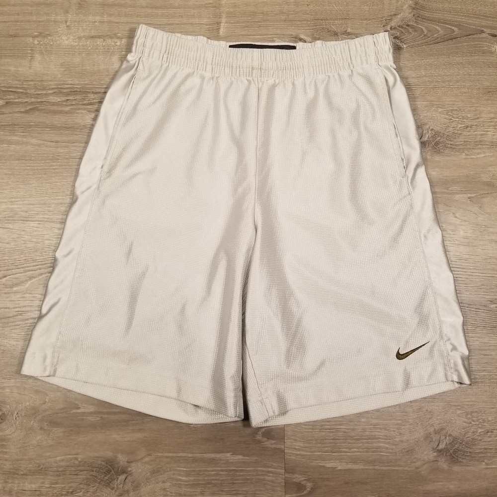 VINTAGE Nike Basketball Shorts Mens Medium White With Black Swoosh Athletic Y2K