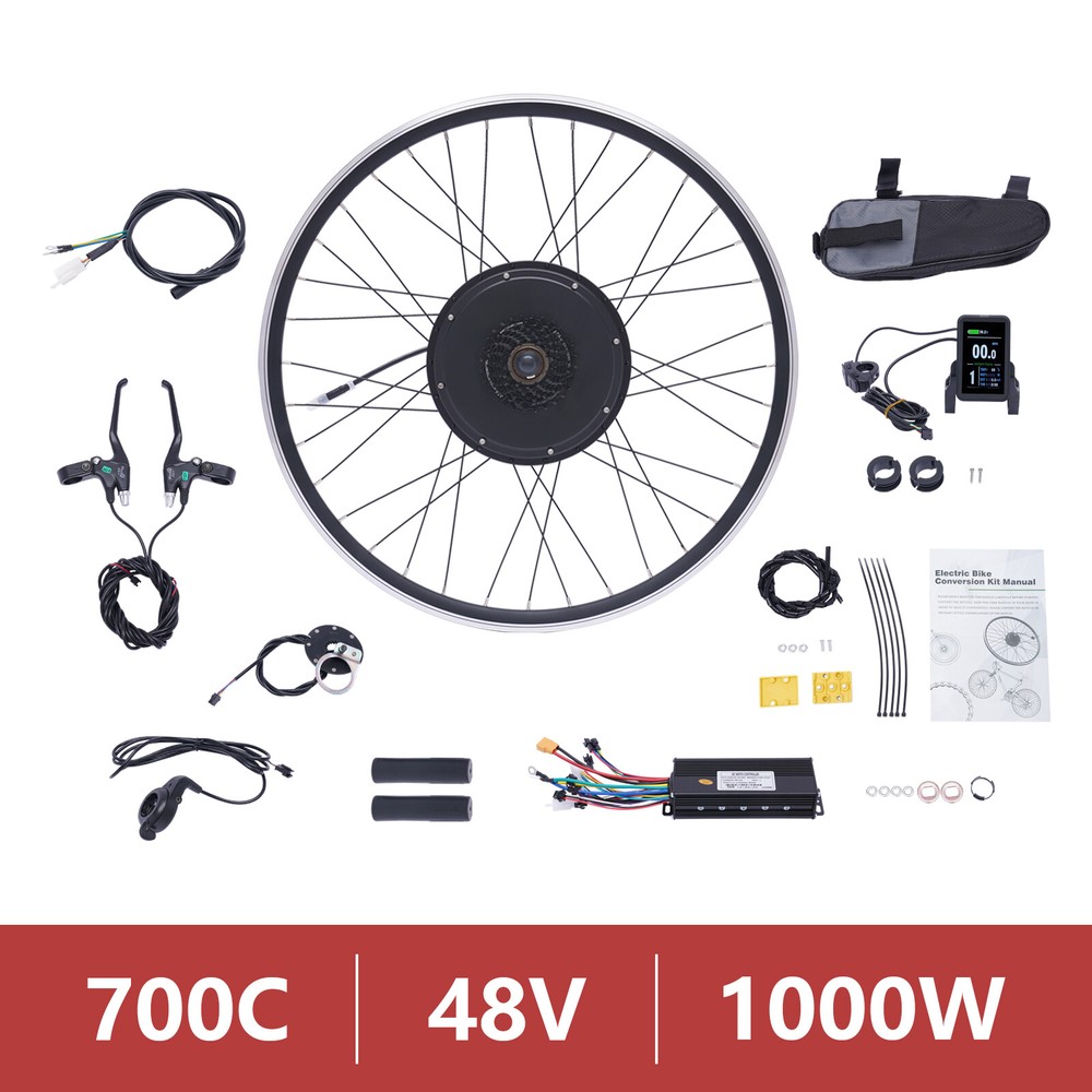 700C Front/Rear Wheel Electric Bicycle Conversion Kit E Bike Motor Kit 48V 1000W
