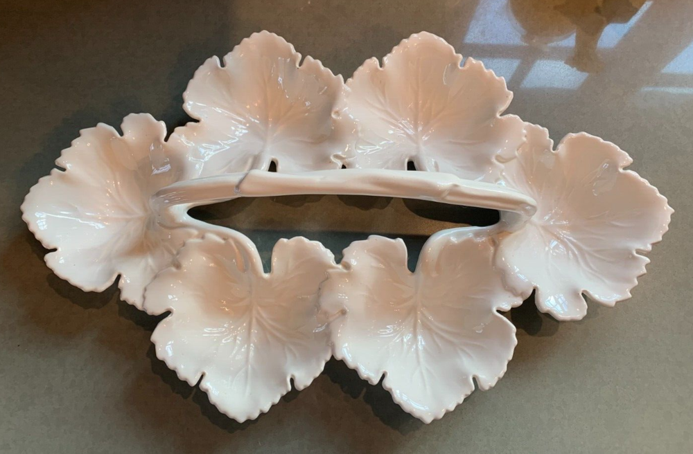 IVY LEAF VTG Mid-Century 6-Dish Appetizers Relish Tray Candy Tidbits Server MINT