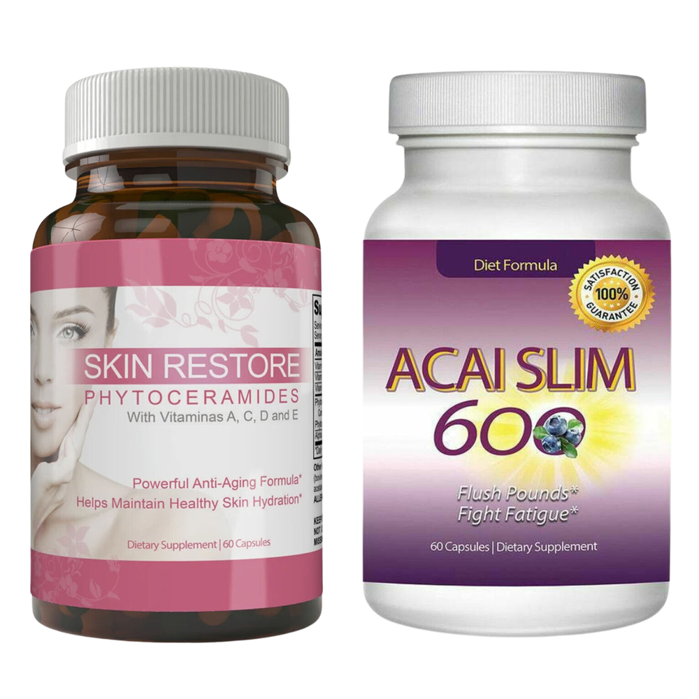 Phytoceramides Anti Aging Restore Skin & Acai Slim Berry Weight Loss Supplement-image