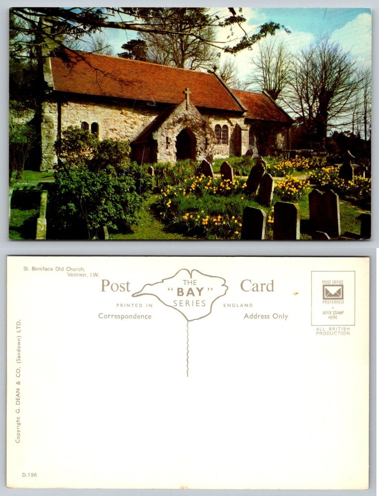 St. Boniface Old Church Ventnor I.W. Daffodils England Postcard D.196