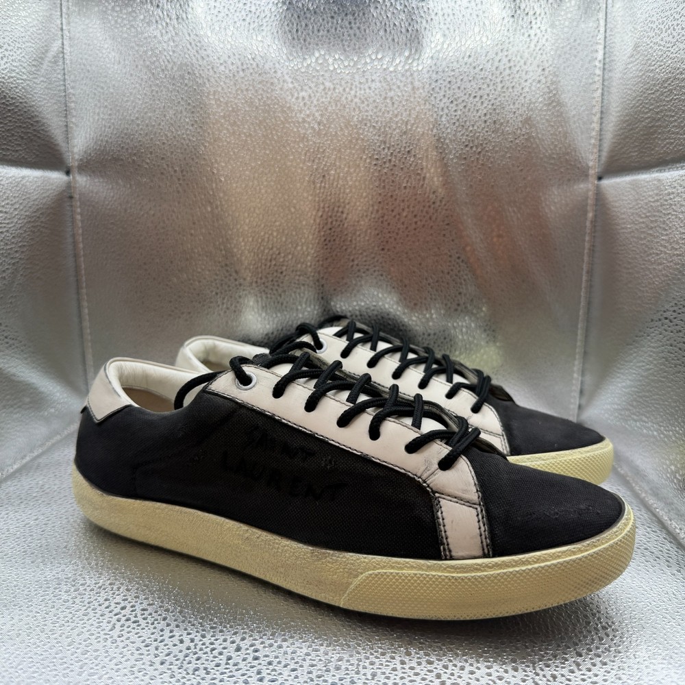 Size EU 41 Saint Laurent SL/06 Court Classic Black Canvas Mens Sneakers Shoes