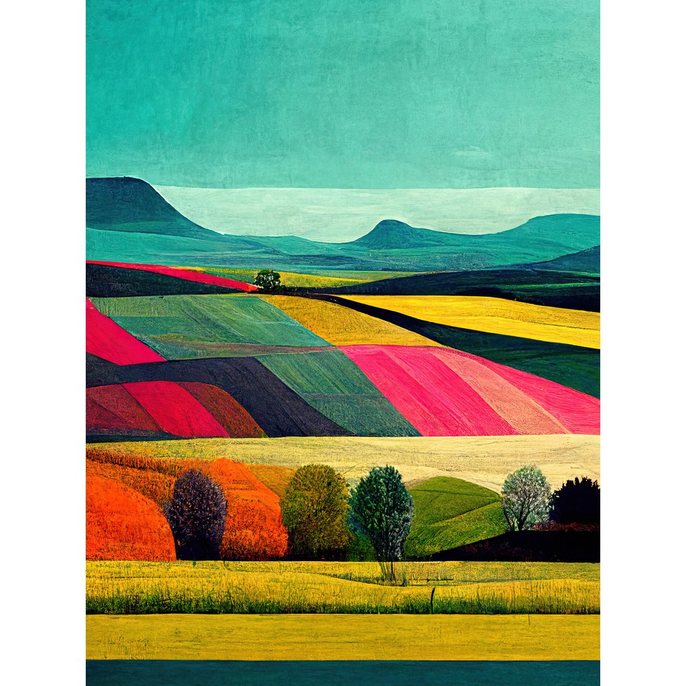 Colourful Bright Countryside Landscape Huge Wall Art Poster Print Giant